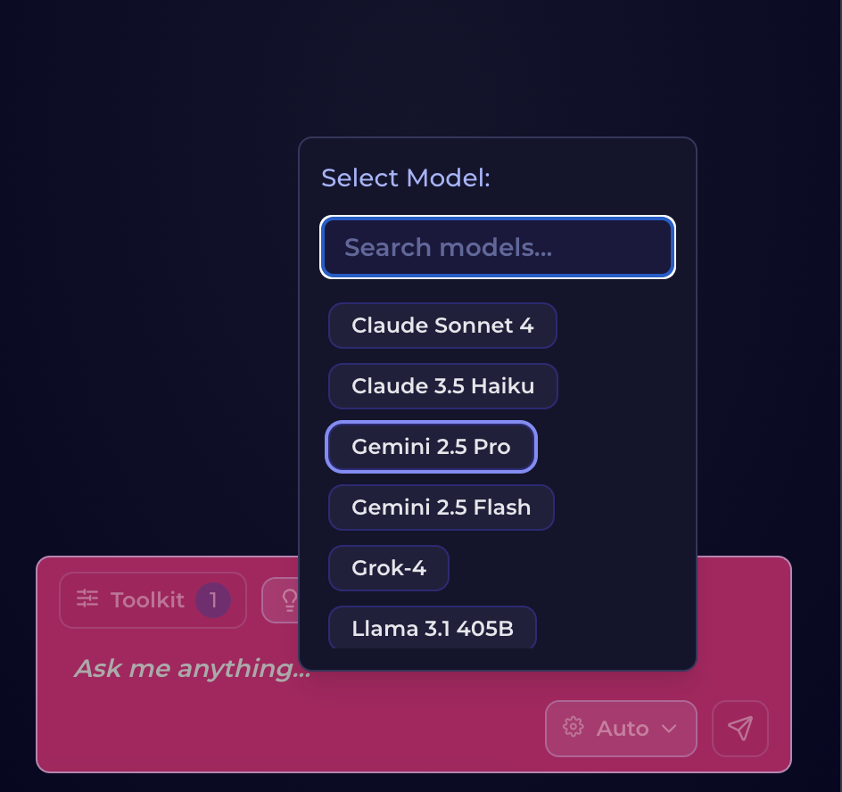 Model dropdown